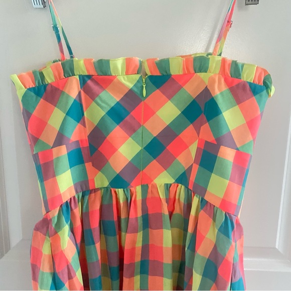 Anthropologie Hunter Bell Corey Strapless Ruffle-Trim Midi Dress Key Largo Plaid - Picture 5 of 7